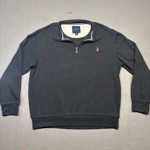 US Polo Assn Men’s Sweater Size L Charcoal Gray Quarter Zip